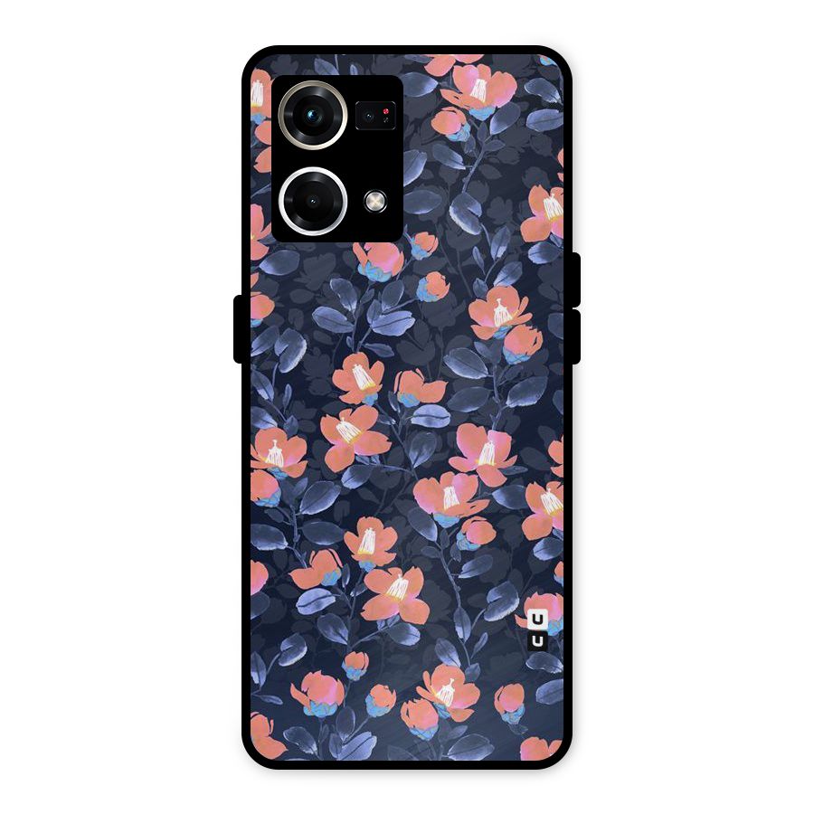 Tiny Peach Flowers Metal Back Case for Oppo F21 Pro 4G