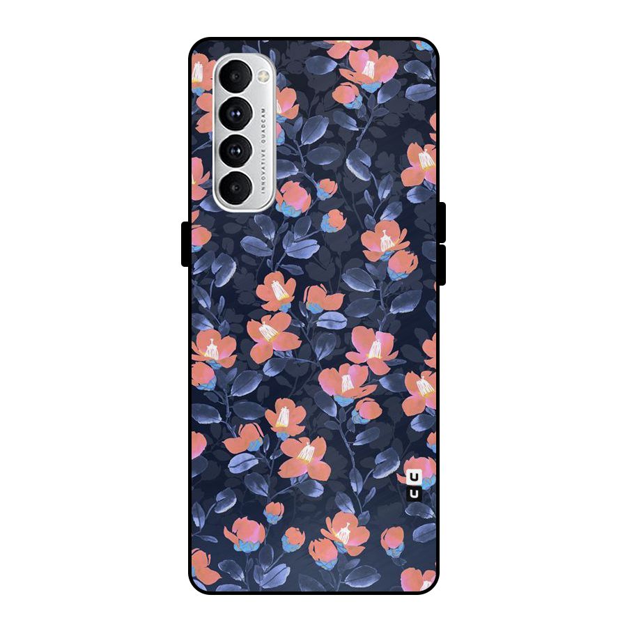 Tiny Peach Flowers Metal Back Case for Oppo Reno4 Pro