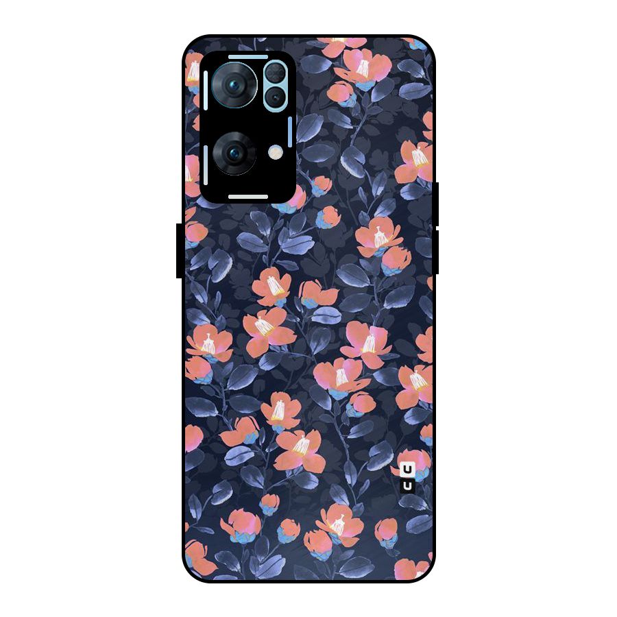 Tiny Peach Flowers Metal Back Case for Oppo Reno7 Pro 5G