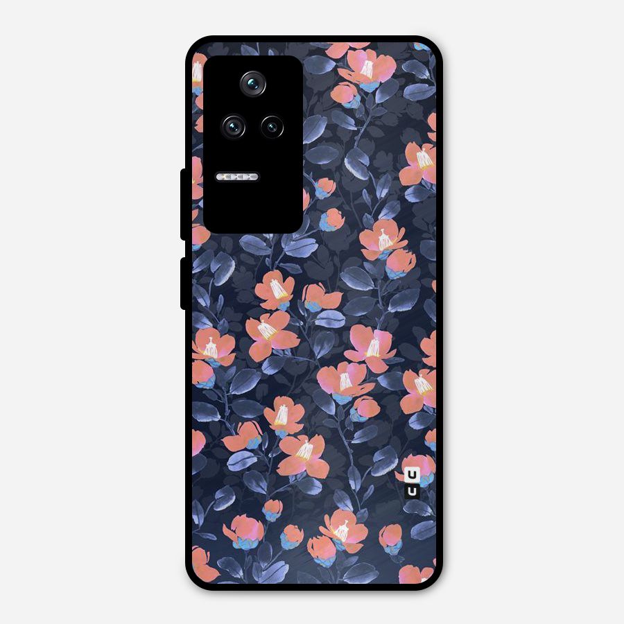 Tiny Peach Flowers Metal Back Case for Poco F4 5G