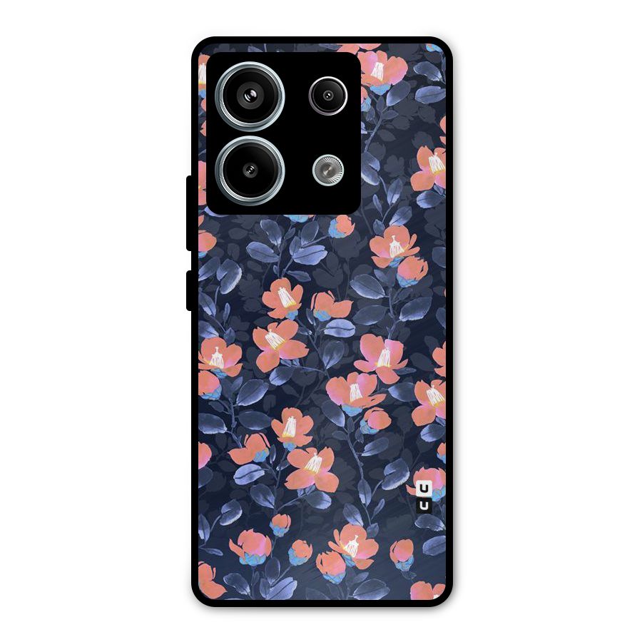 Tiny Peach Flowers Metal Back Case for Redmi Note 13 Pro 5G