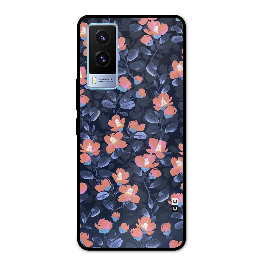 Tiny Peach Flowers Metal Back Case for Vivo V21e 5G
