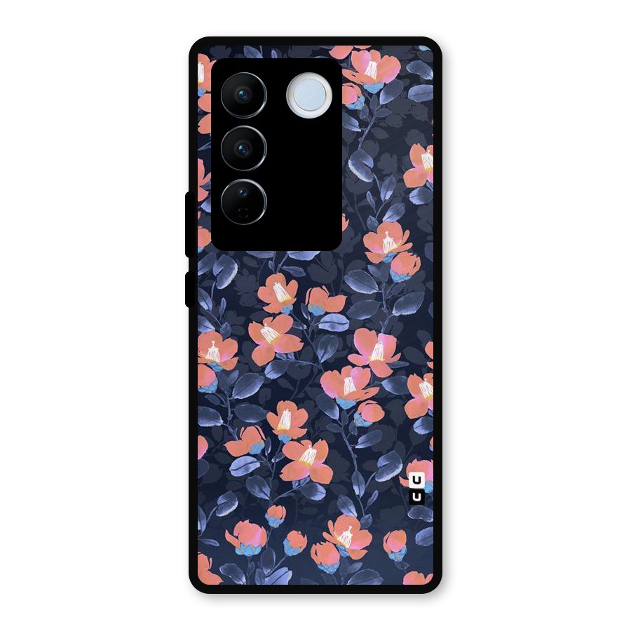 Tiny Peach Flowers Metal Back Case for Vivo V27 Pro