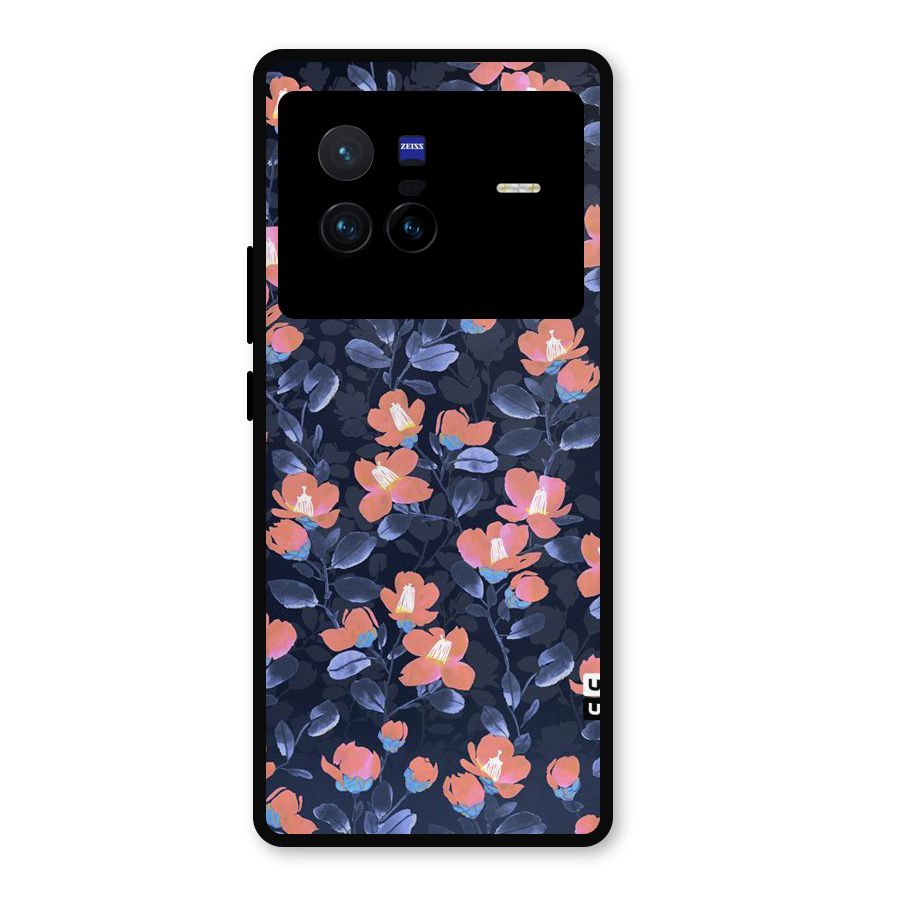 Tiny Peach Flowers Metal Back Case for Vivo X80