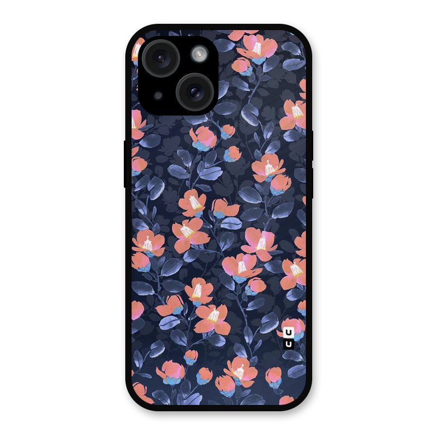 Tiny Peach Flowers Metal Back Case for iPhone 15