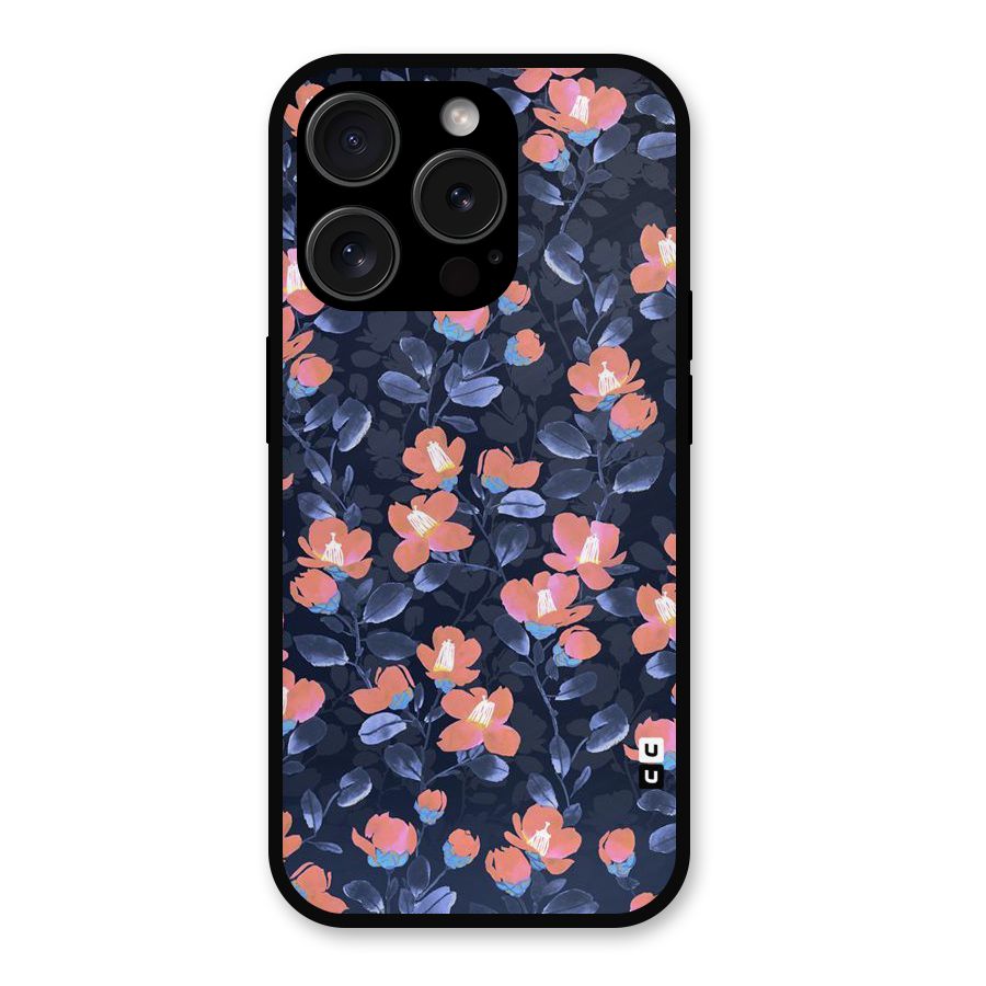 Tiny Peach Flowers Metal Back Case for iPhone 15 Pro