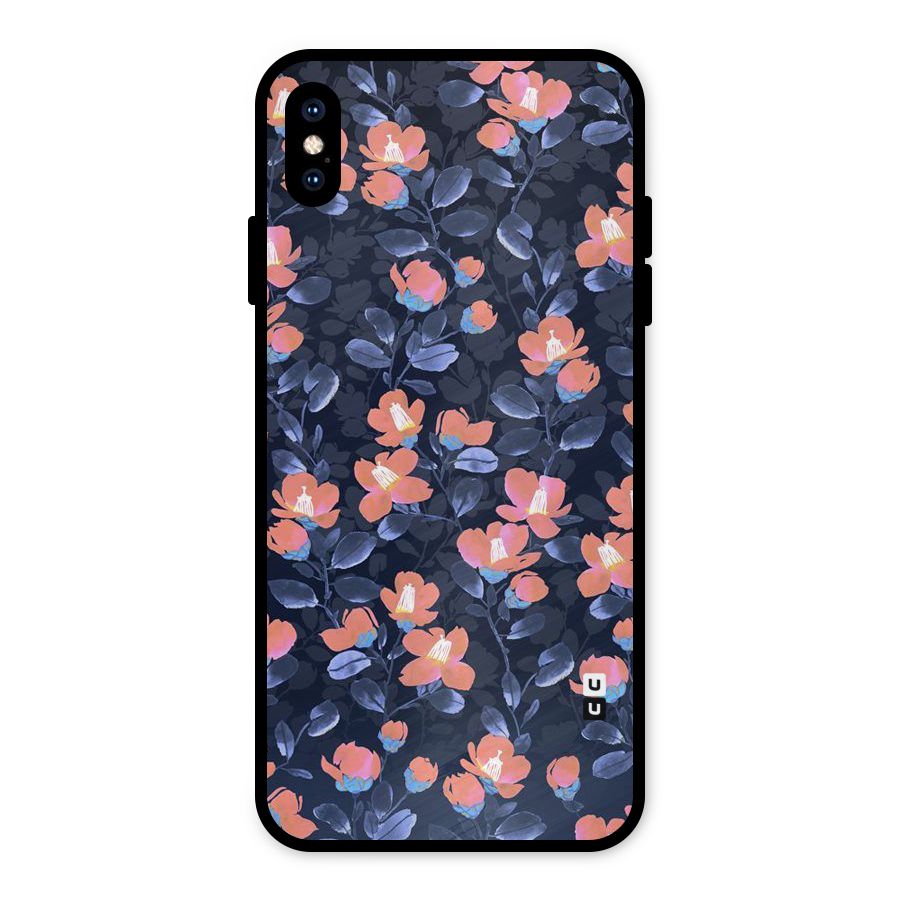 Tiny Peach Flowers Metal Back Case for iPhone XS Max