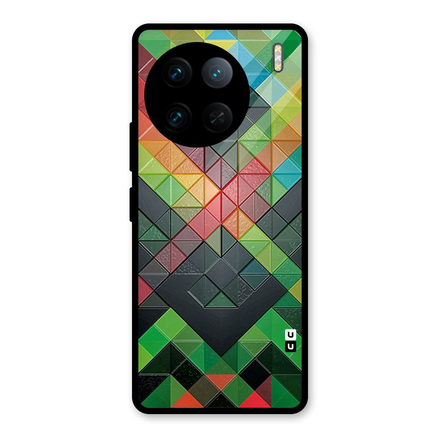 Too Much Colors Pattern Glass Back Case for Vivo X90 Pro