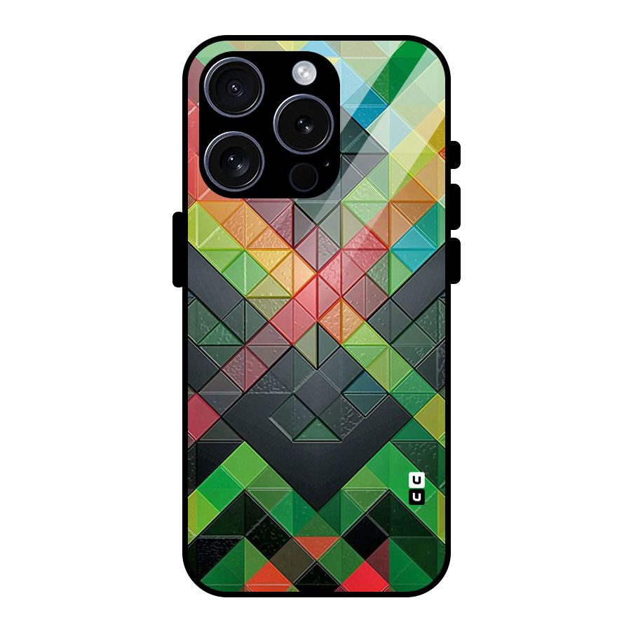 Too Much Colors Pattern Glass Back Case for iPhone 15 Pro