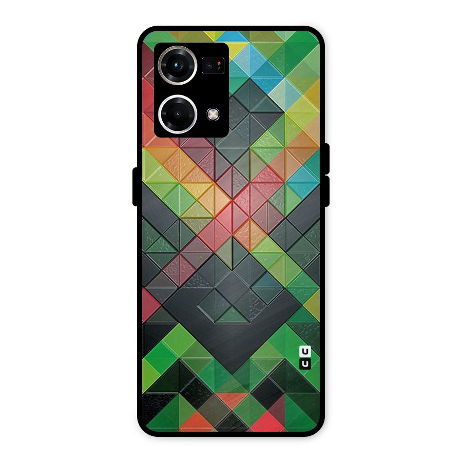 Too Much Colors Pattern Metal Back Case for Oppo F21s Pro 4G