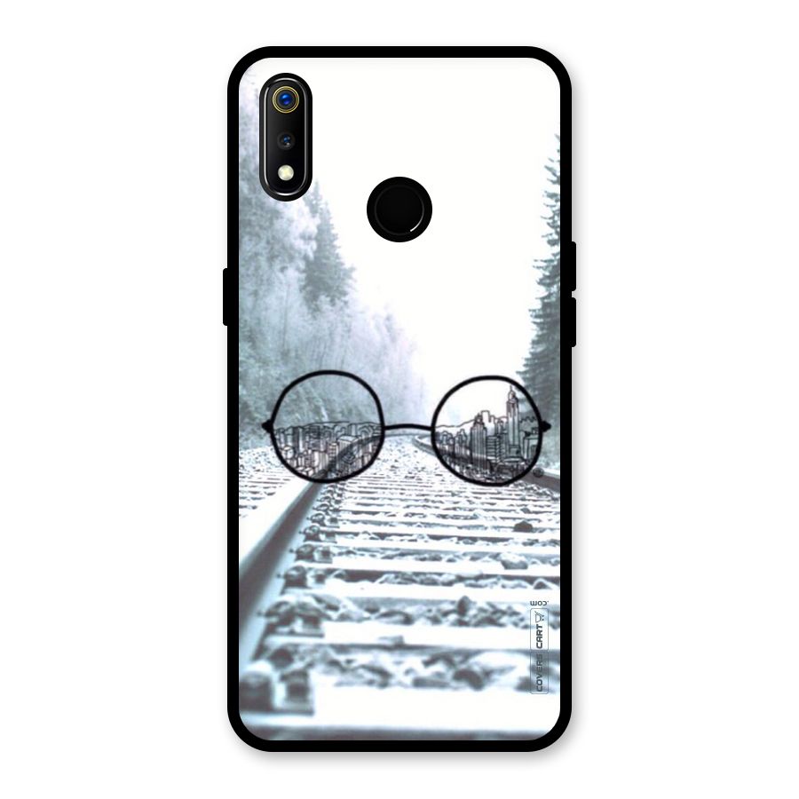 Tracks And Specs Glass Back Case for Realme 3i