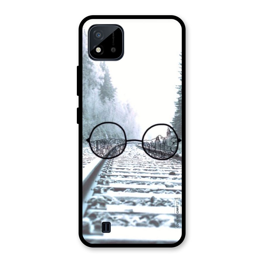 Tracks And Specs Glass Back Case for Realme C11 2021