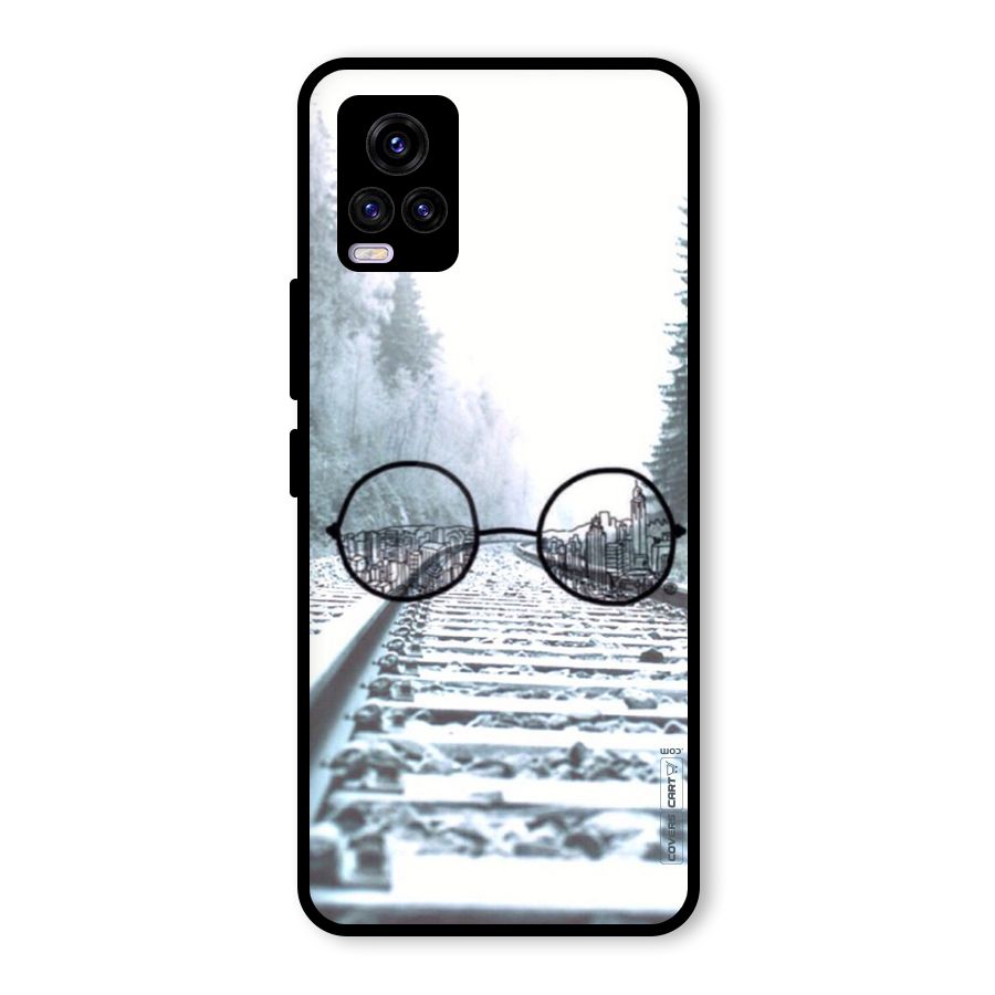 Tracks And Specs Glass Back Case for Vivo V20 2021