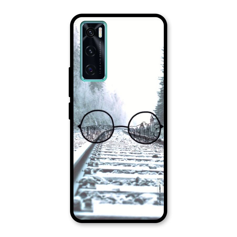 Tracks And Specs Glass Back Case for Vivo V20 SE