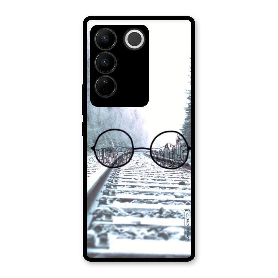 Tracks And Specs Glass Back Case for Vivo V27