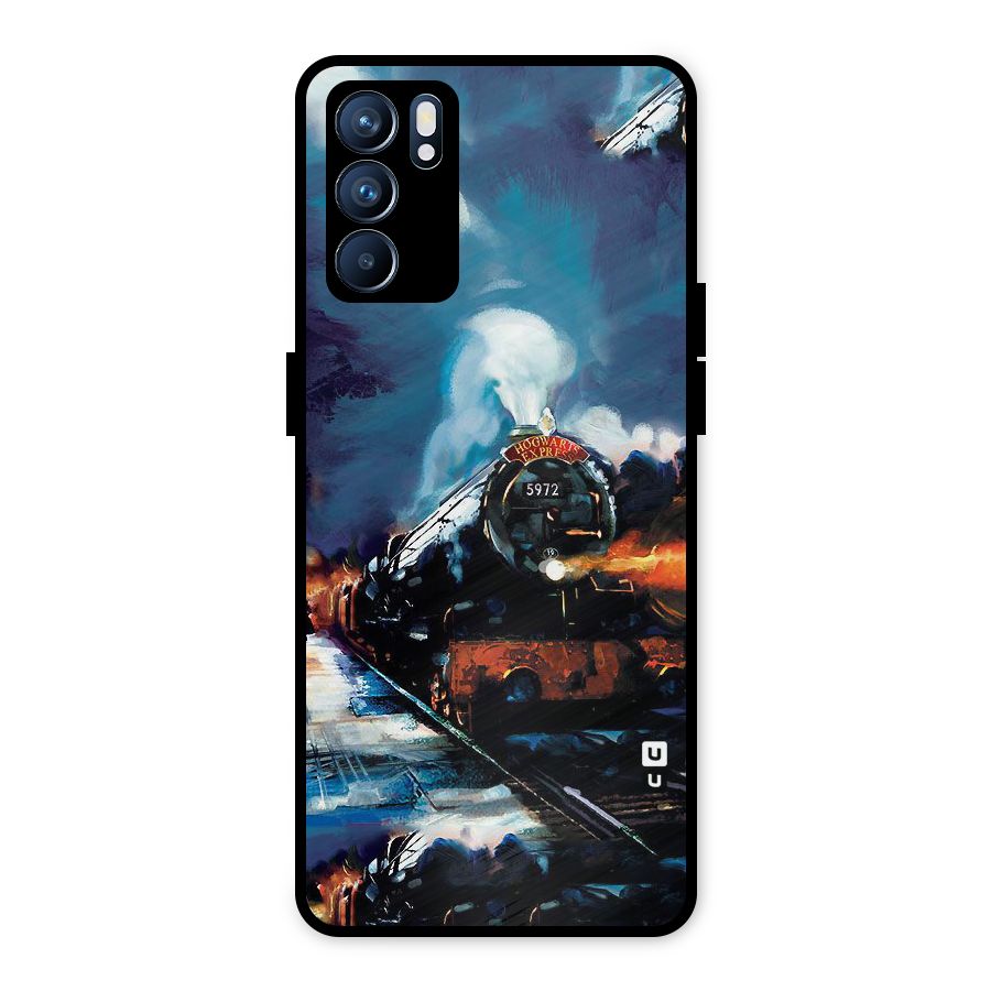 Train Art Metal Back Case for Oppo Reno6 5G