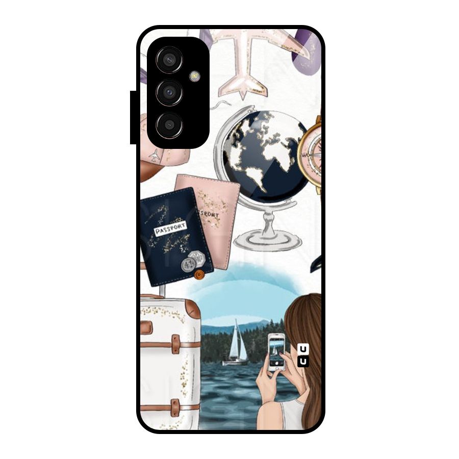Travel Diaries Glass Back Case for Galaxy F13