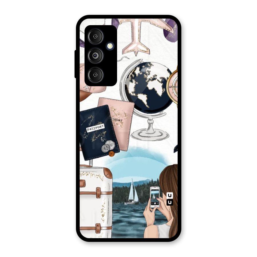 Travel Diaries Glass Back Case for Galaxy M14 5G
