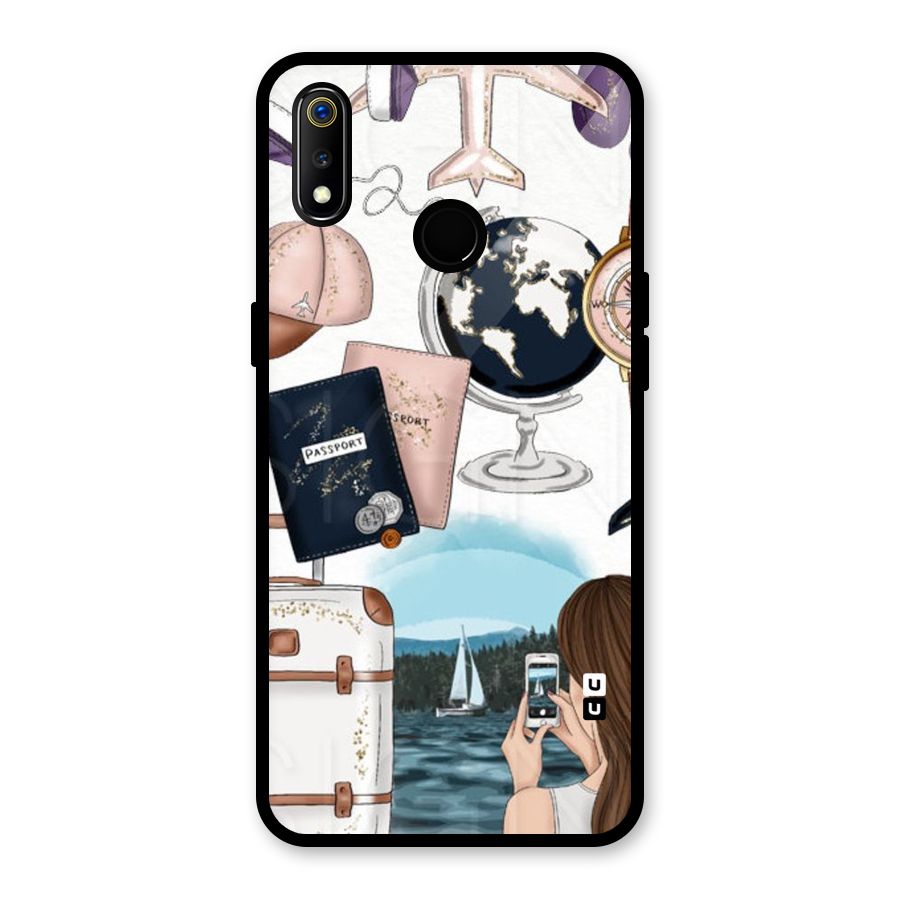 Travel Diaries Glass Back Case for Realme 3