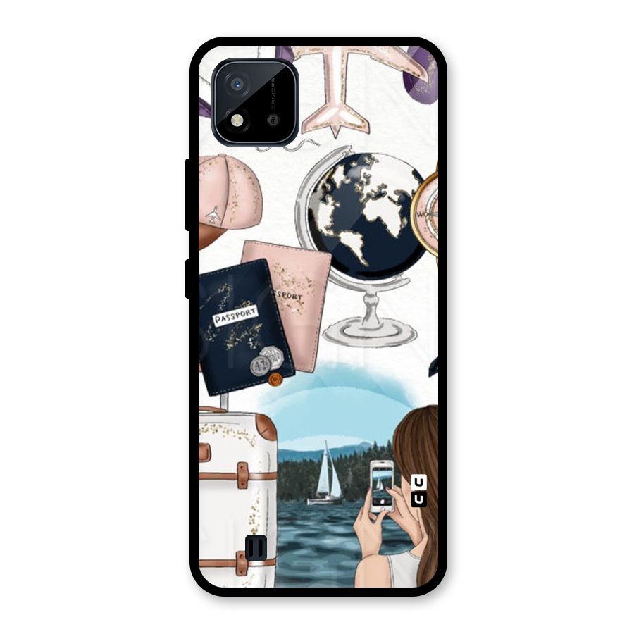 Travel Diaries Glass Back Case for Realme C11 2021