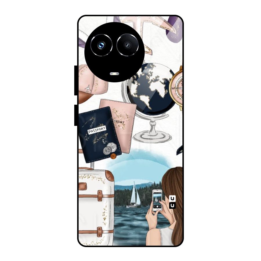 Travel Diaries Glass Back Case for Realme Narzo 60X