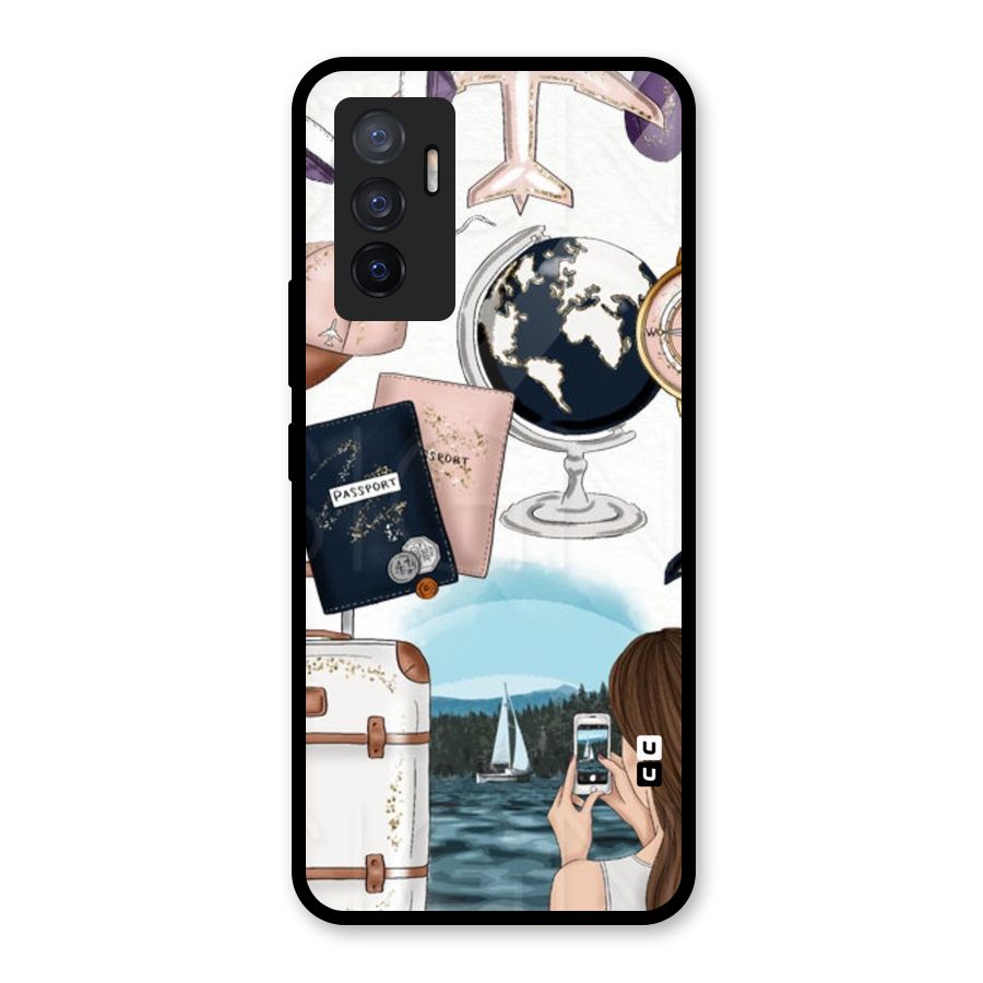 Travel Diaries Glass Back Case for Vivo V23e