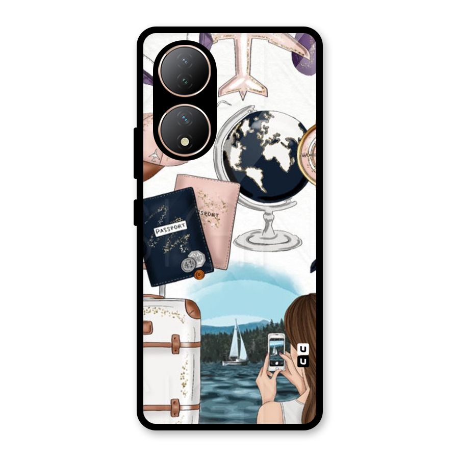 Travel Diaries Glass Back Case for Vivo Y100A