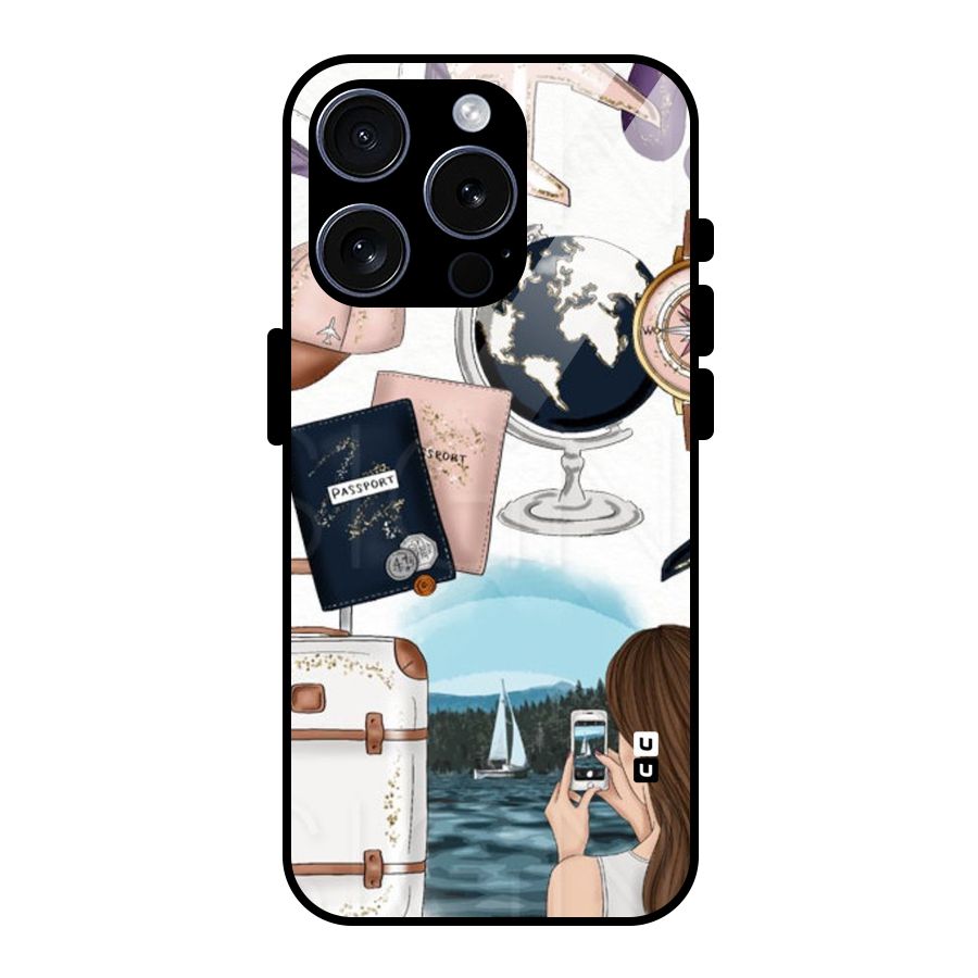 Travel Diaries Glass Back Case for iPhone 15 Pro