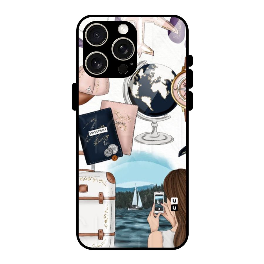 Travel Diaries Glass Back Case for iPhone 15 Pro Max