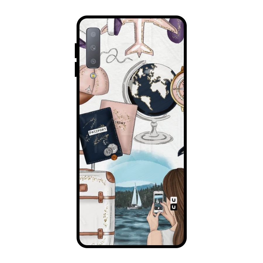 Travel Diaries Metal Back Case for Galaxy A7 (2018)