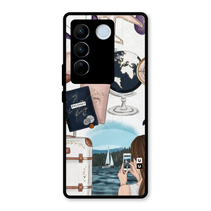 Travel Diaries Metal Back Case for Vivo V27 Pro