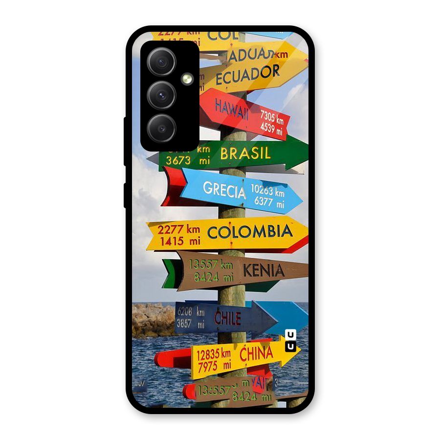 Travel Directions Glass Back Case for Galaxy A34