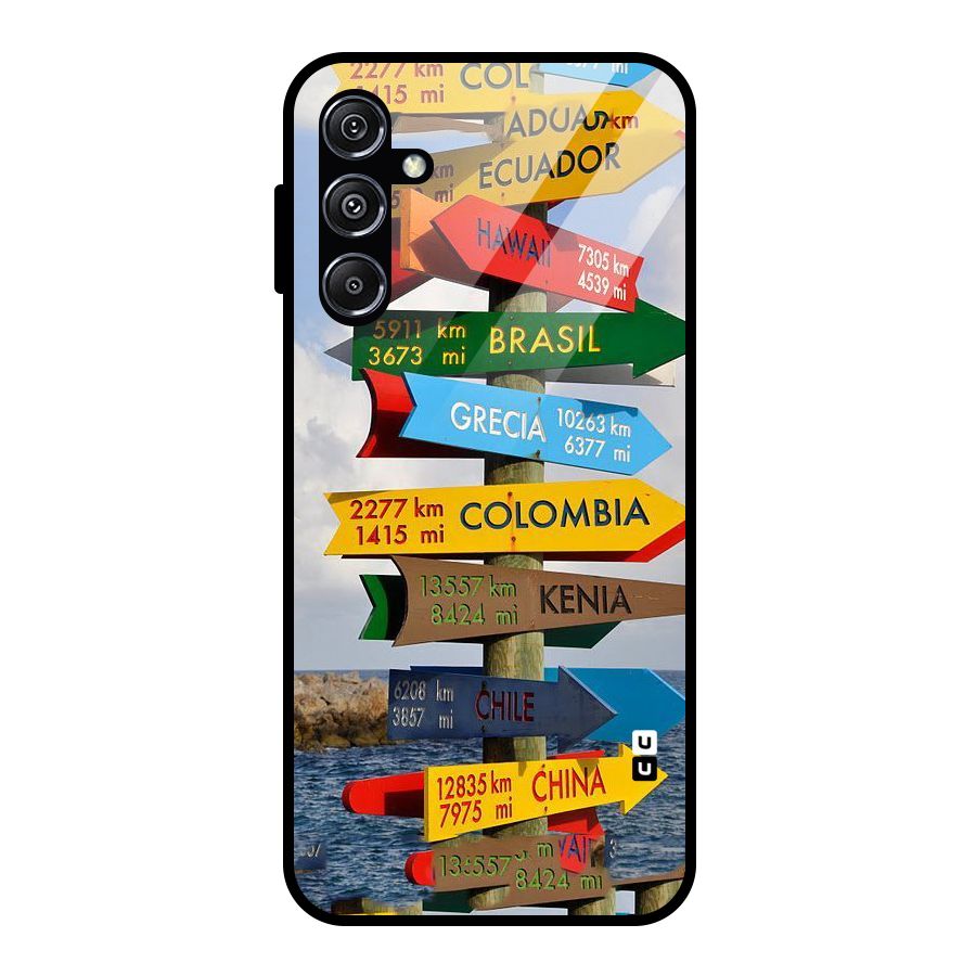 Travel Directions Glass Back Case for Galaxy M34 5G