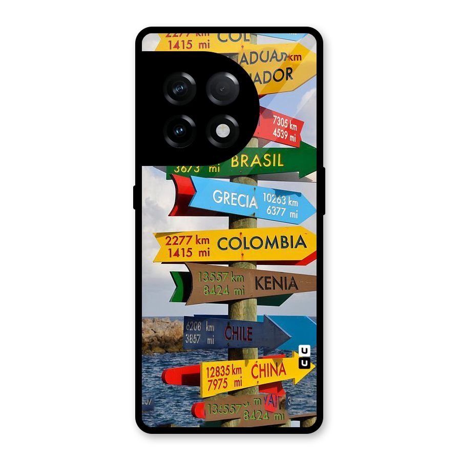 Travel Directions Glass Back Case for OnePlus 11R
