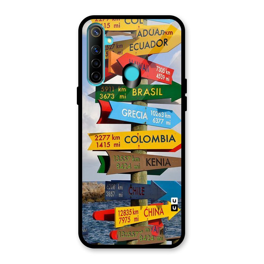 Travel Directions Glass Back Case for Realme 5i
