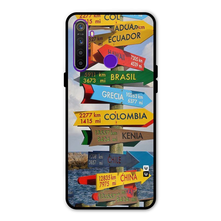 Travel Directions Glass Back Case for Realme 5s