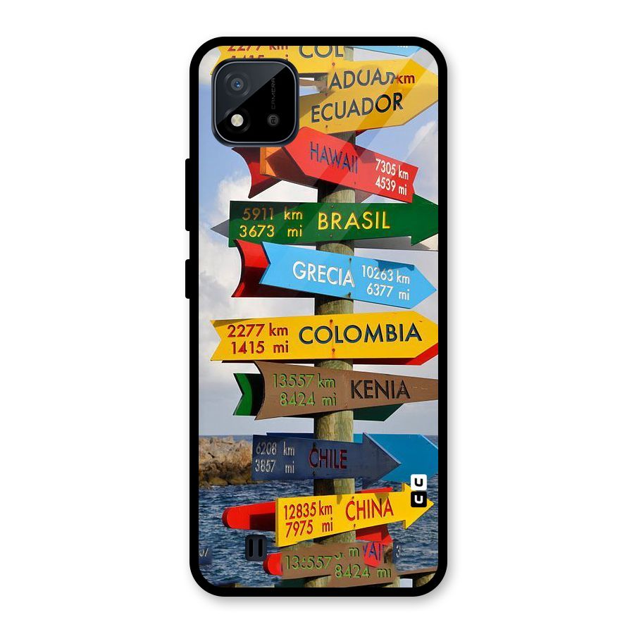 Travel Directions Glass Back Case for Realme C11 2021