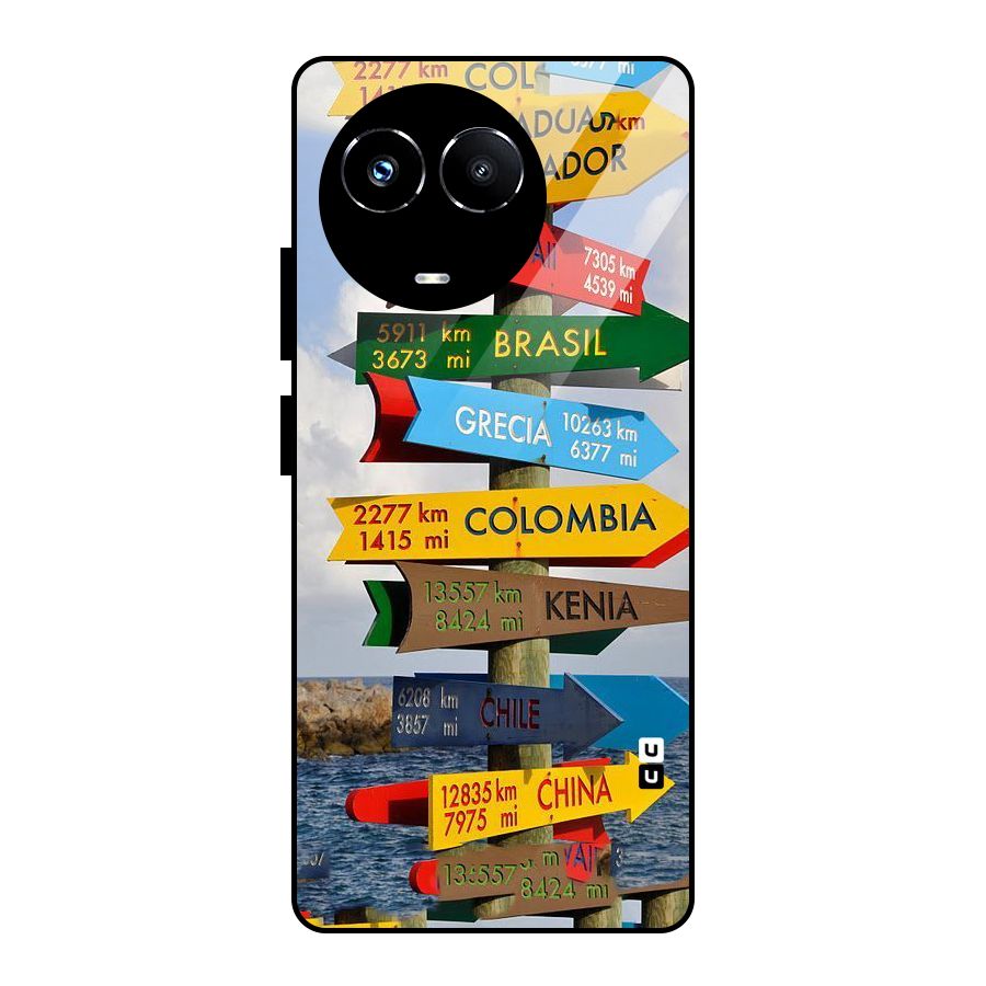 Travel Directions Glass Back Case for Realme Narzo 60X