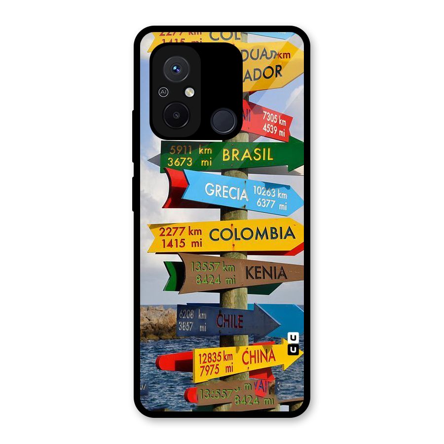 Travel Directions Glass Back Case for Redmi 12C