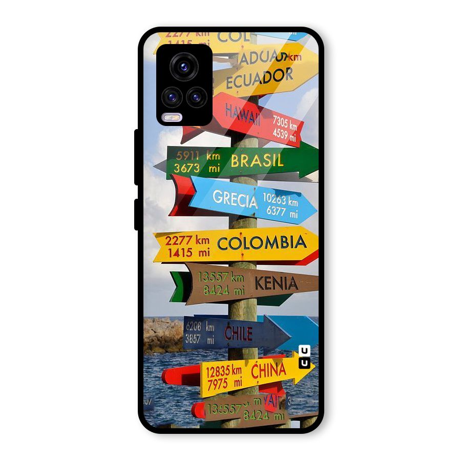 Travel Directions Glass Back Case for Vivo V20 2021