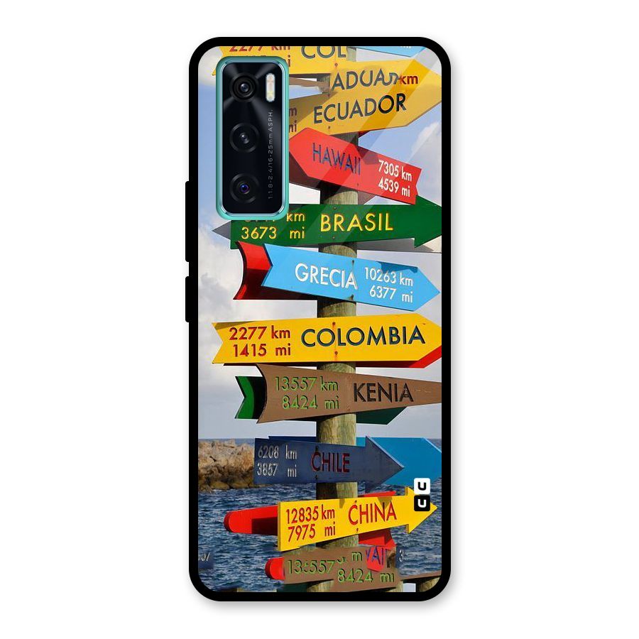 Travel Directions Glass Back Case for Vivo V20 SE
