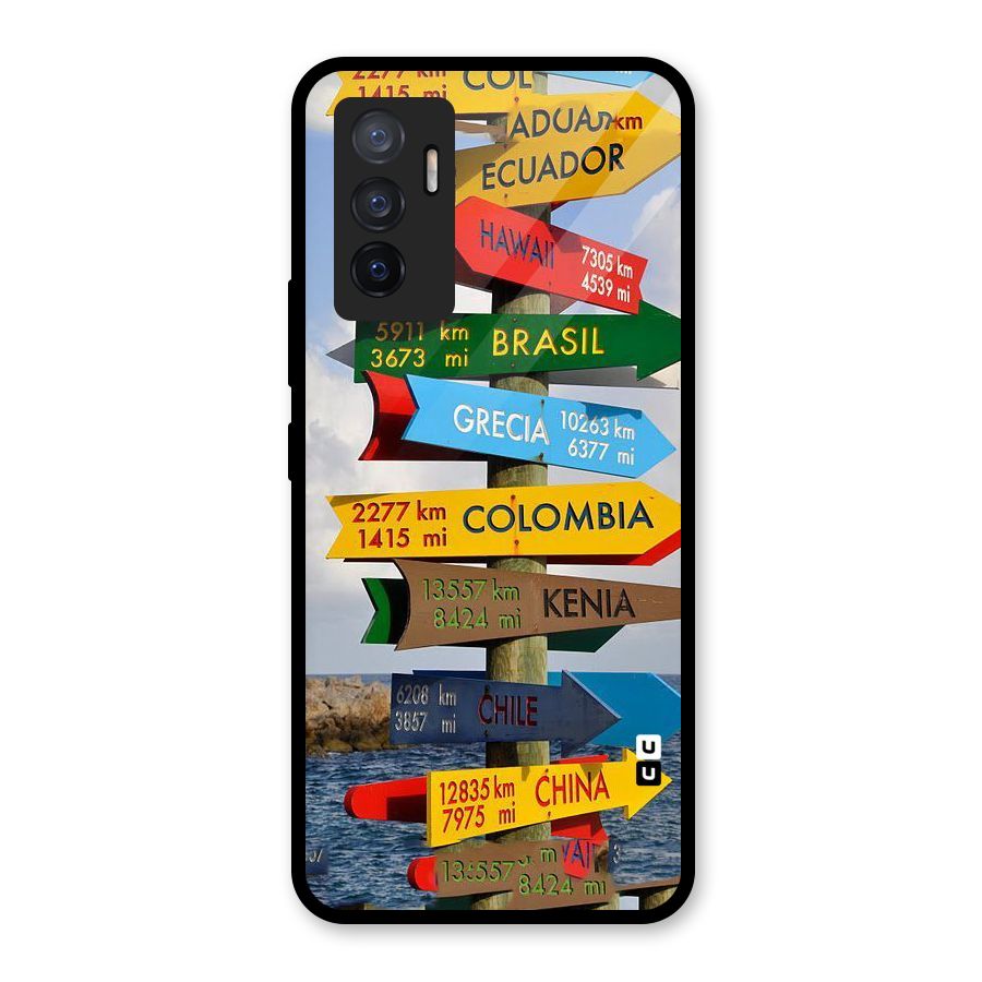Travel Directions Glass Back Case for Vivo V23e