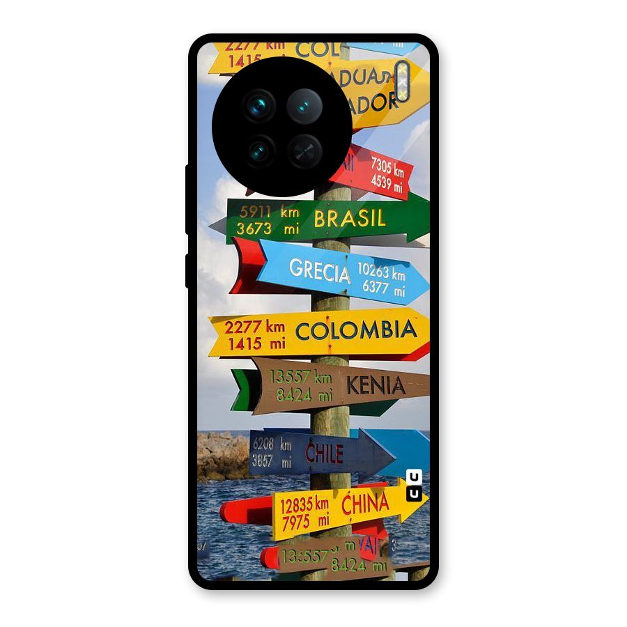 Travel Directions Glass Back Case for Vivo X90