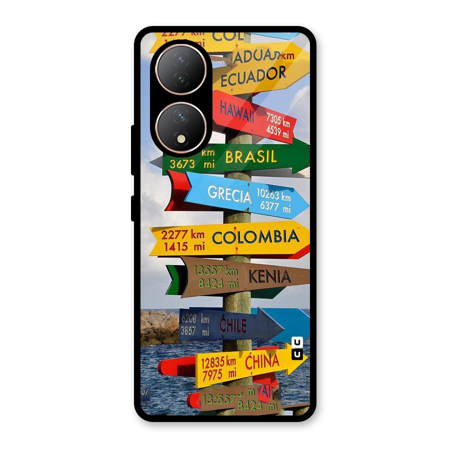 Travel Directions Glass Back Case for Vivo Y100A