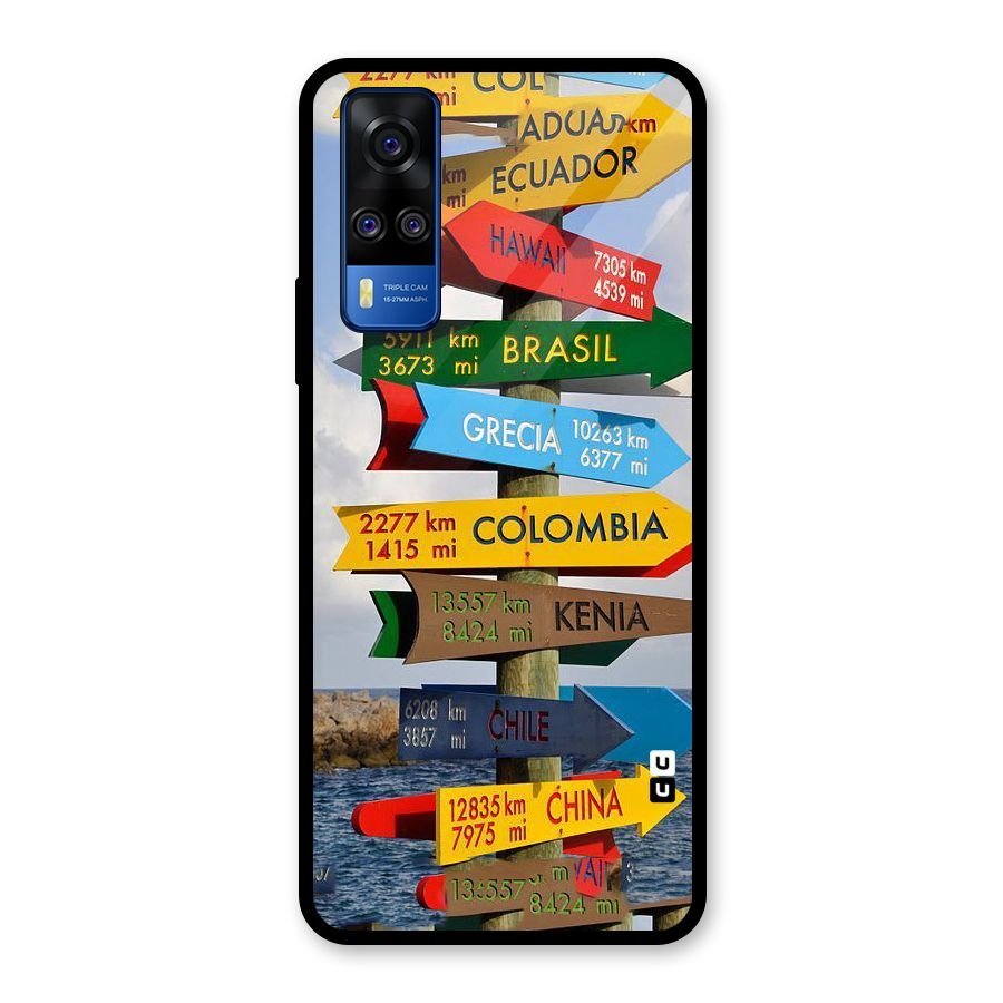 Travel Directions Glass Back Case for Vivo Y31