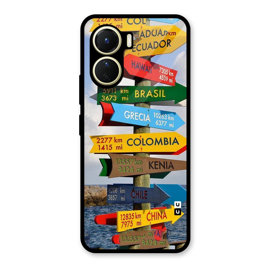 Travel Directions Glass Back Case for Vivo Y56