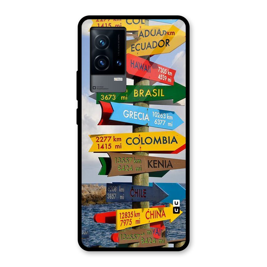 Travel Directions Glass Back Case for iQOO 9 5G