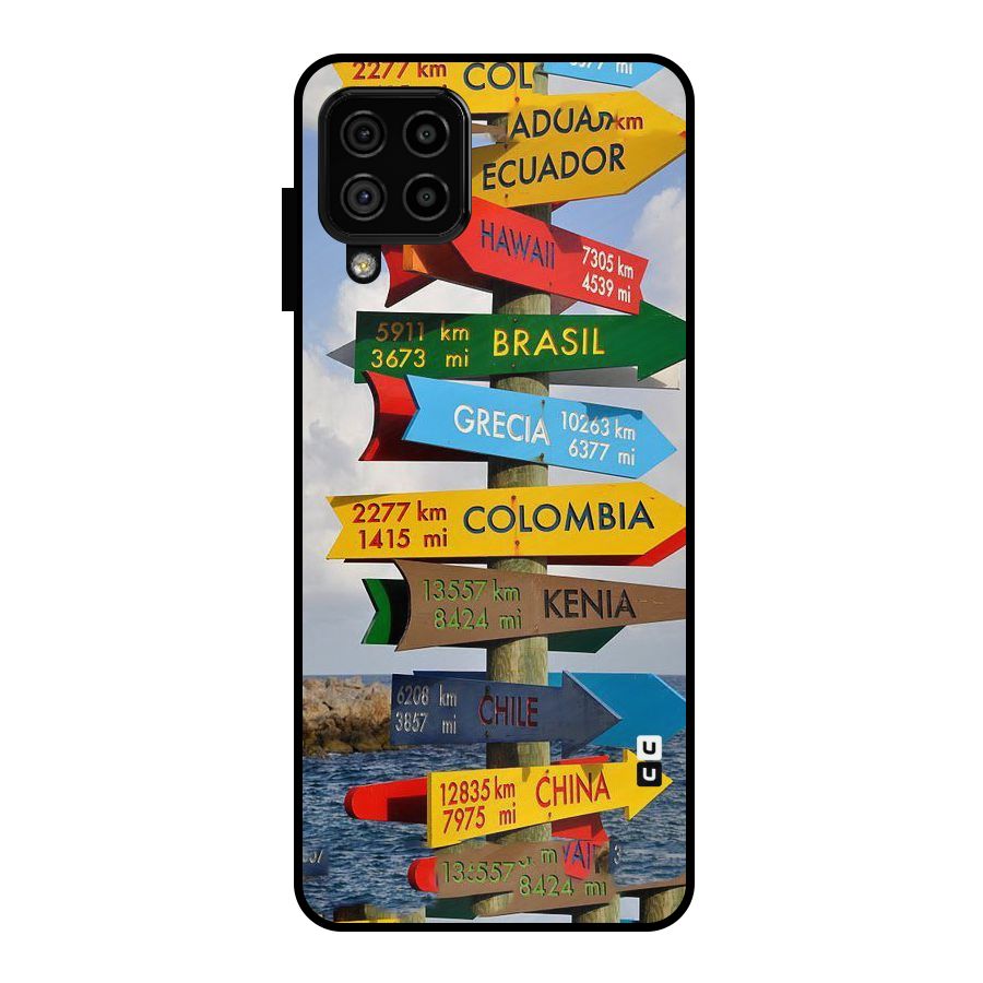 Travel Directions Metal Back Case for Galaxy A22 4G
