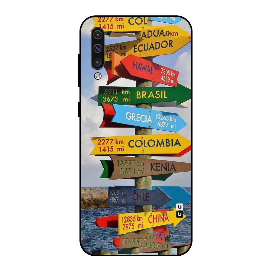 Travel Directions Metal Back Case for Galaxy A50s