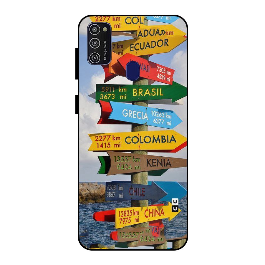Travel Directions Metal Back Case for Galaxy M21